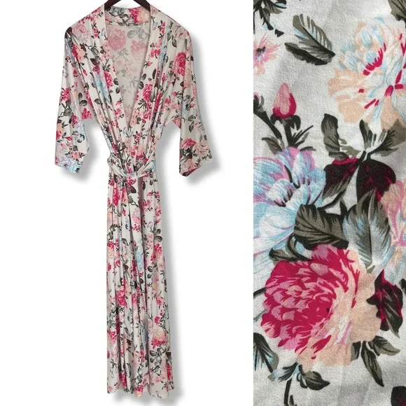 Pretty floral print full length robe | Medium - Picture 3 of 12